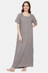 Naidu Hall Cotton Full Length Nightdress - Dark grey — thumbnail 2